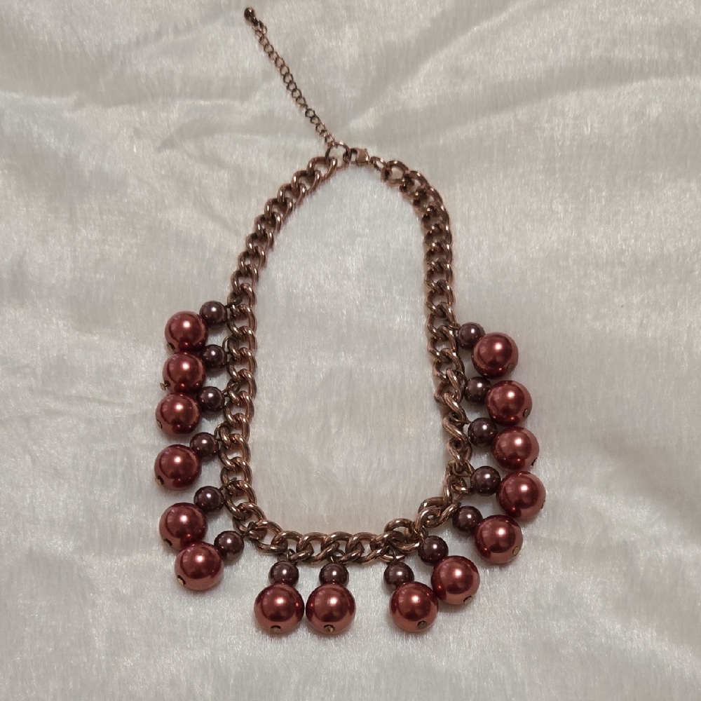 Rose Gold Chain Necklace with Metallic Berry Beads